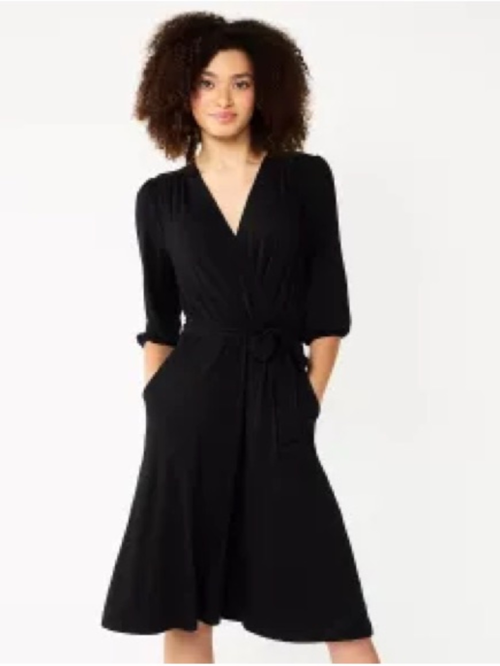 Draper James Black Wrap Dress with Tie Waist